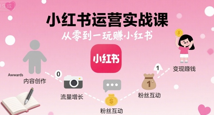 小红书运营实战课，从零到一玩賺小红书网赚项目-副业赚钱-互联网创业-资源整合御文网赚