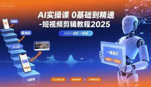 AI实操课0基础到精通-短视频剪辑教程2025网赚项目-副业赚钱-互联网创业-资源整合御文网赚