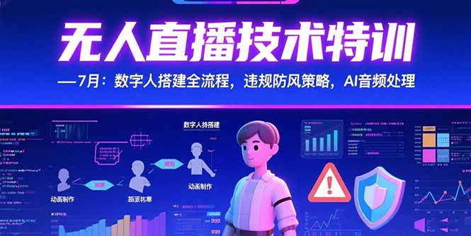 无人直播技术特训-7月：数字人搭建全流程，违规防风策略，AI音频处理网赚项目-副业赚钱-互联网创业-资源整合御文网赚