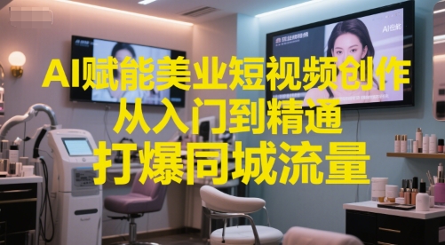 AI赋能美业短视频创作，从入门到精通，打爆同城流量，超级AI工具短视频实操落地网赚项目-副业赚钱-互联网创业-资源整合御文网赚
