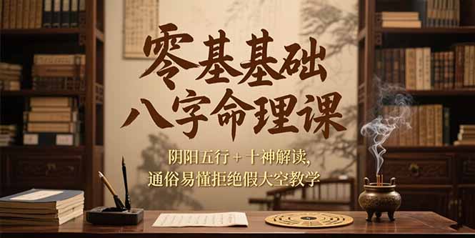 零基础八字命理课，阴阳五行+十神解读，通俗易懂拒绝假大空教学网赚项目-副业赚钱-互联网创业-资源整合御文网赚