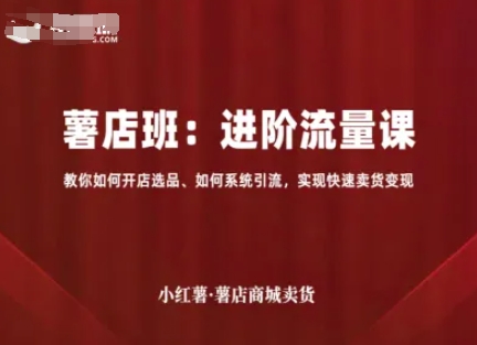 小红薯薯店商城卖货，进阶流量课，教你如何开店选品、如何系统引流，实现快速卖货变现网赚项目-副业赚钱-互联网创业-资源整合御文网赚