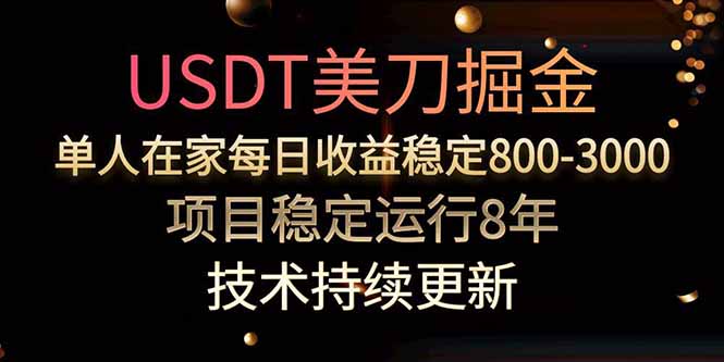 USDT美刀掘金，单人每日收益800-3000，稳定运行8年网赚项目-副业赚钱-互联网创业-资源整合御文网赚