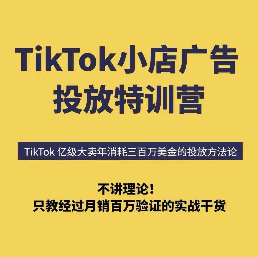 TikTok小店广告投放特训营，6天破局计划专治各种“投不动”，教你经过月销百万验证的实战干货网赚项目-副业赚钱-互联网创业-资源整合御文网赚
