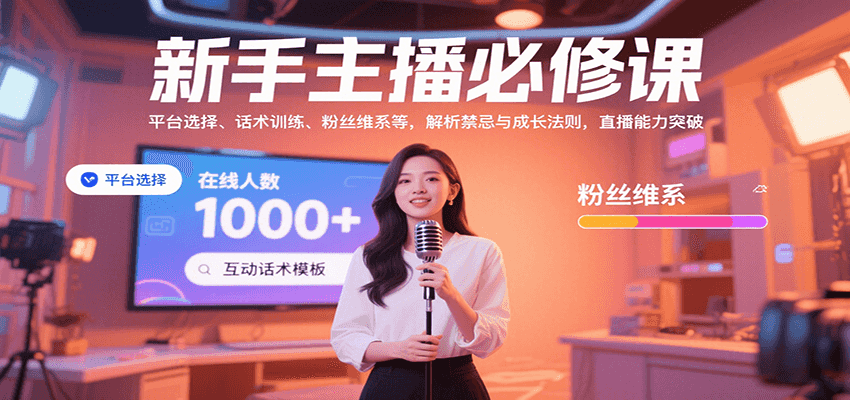 新手主播必修课：平台选择、话术训练、粉丝维系等，解析禁忌与成长法则，突破直播能力网赚项目-副业赚钱-互联网创业-资源整合御文网赚