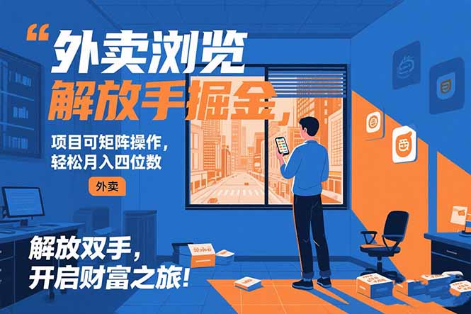 外卖浏览掘金项目 可矩阵操作 轻松日入500+网赚项目-副业赚钱-互联网创业-资源整合御文网赚