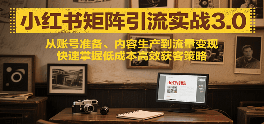 小红书矩阵引流3.0，从账号准备、内容生产到流量变现，快速掌握低成本高效获客策略网赚项目-副业赚钱-互联网创业-资源整合御文网赚
