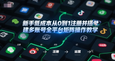 新手低成本从0到1注册并搭建多账号全平台矩阵操作教学，手机号-邮箱-IP-工具网赚项目-副业赚钱-互联网创业-资源整合御文网赚