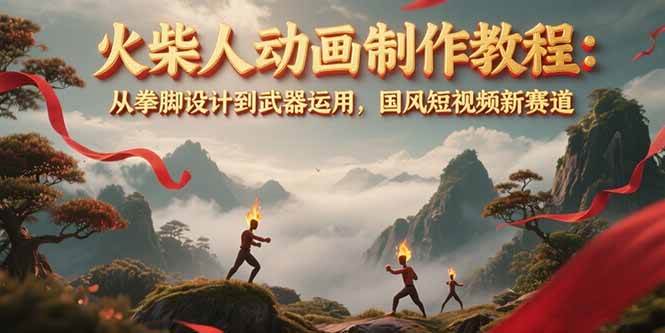 火柴人动画制作教程：从拳脚设计到武器运用，国风短视频新赛道网赚项目-副业赚钱-互联网创业-资源整合御文网赚