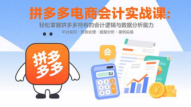 拼多多电商会计实战课：轻松掌握拼多多特有的会计逻辑与数据分析能力网赚项目-副业赚钱-互联网创业-资源整合御文网赚