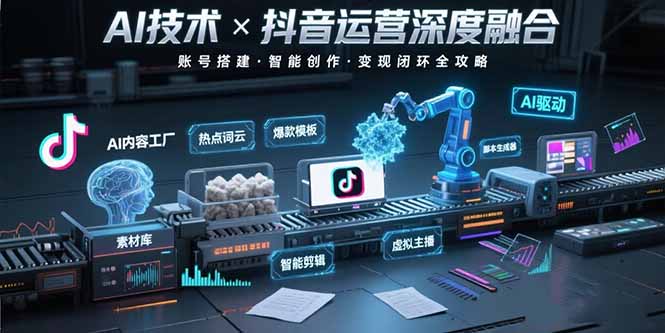 AI技术与抖音运营的深度融合应用：涵盖账号搭建、内容创作、收益变现等网赚项目-副业赚钱-互联网创业-资源整合御文网赚
