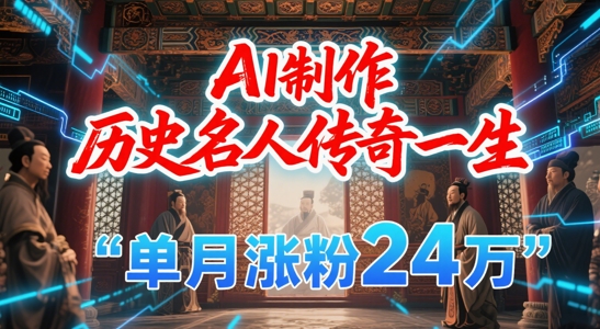 暴力起号！用AI制作历史名人传奇一生，单月涨粉24W，涨粉+变现赛道黑马来了网赚项目-副业赚钱-互联网创业-资源整合御文网赚