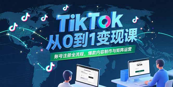 TikTok从0到1变现课，账号注册全流程，爆款内容制作与矩阵运营网赚项目-副业赚钱-互联网创业-资源整合御文网赚