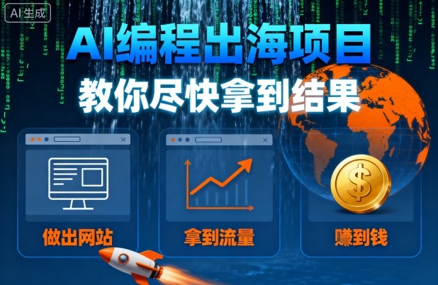 AI编程出海项目，教你尽快拿到结果-做出网站、拿到流量、賺到钱网赚项目-副业赚钱-互联网创业-资源整合御文网赚
