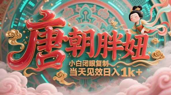 用AI克隆“唐朝胖妞”日更3条，平台疯狂推流，小白闭眼复制，当天见效，日入1k+网赚项目-副业赚钱-互联网创业-资源整合御文网赚