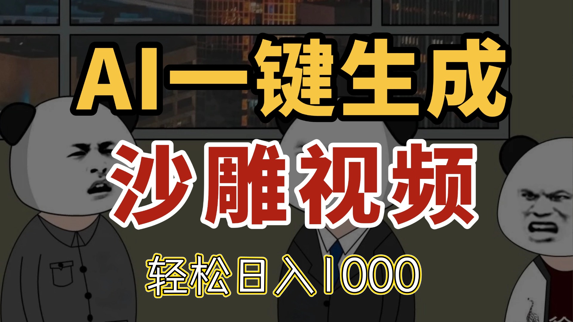 AI一键生成沙雕视频，一条视频千万播放，轻松日入1000网赚项目-副业赚钱-互联网创业-资源整合御文网赚