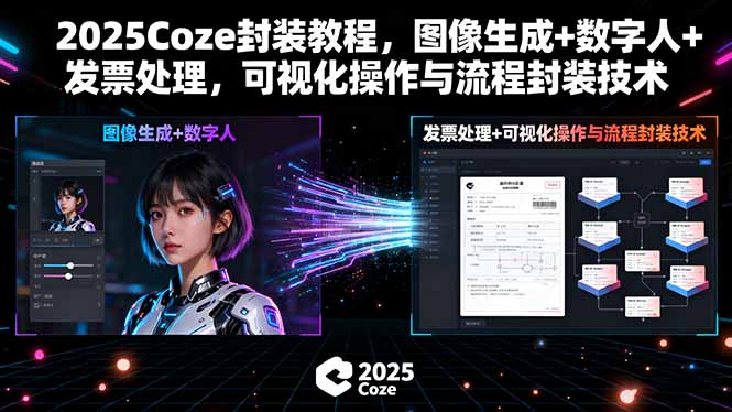 2025Coze封装教程，图像生成+数字人+发票处理，可视化操作与流程封装技术网赚项目-副业赚钱-互联网创业-资源整合御文网赚