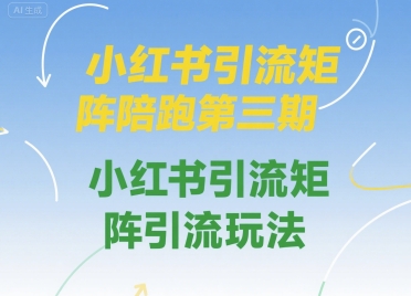 小红书引流矩阵陪跑第三期，小红书引流矩阵引流玩法网赚项目-副业赚钱-互联网创业-资源整合御文网赚