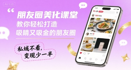 朋友圈美化课堂，教你轻松打造，吸睛又吸金的朋友圈，私域不看，变现少一半网赚项目-副业赚钱-互联网创业-资源整合御文网赚