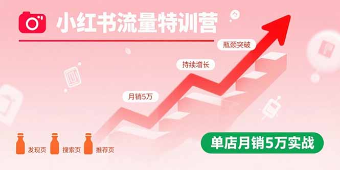 小红书流量特训营：突破流量瓶颈，实现店铺持续增长，单店月销5万实战网赚项目-副业赚钱-互联网创业-资源整合御文网赚