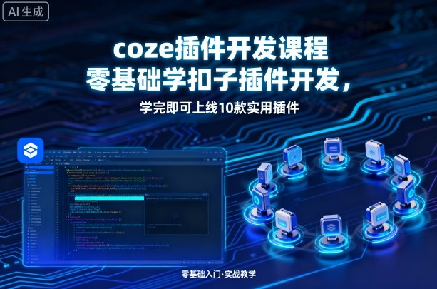 coze插件开发课程，零基础学扣子插件开发，学完即可上线10款实用插件网赚项目-副业赚钱-互联网创业-资源整合御文网赚