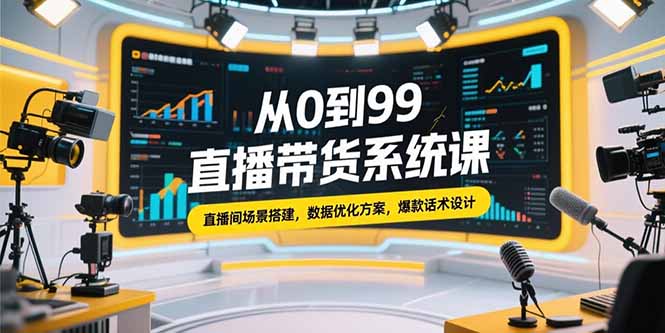 从0到99直播带货系统课，直播间场景搭建，数据优化方案，爆款话术设计网赚项目-副业赚钱-互联网创业-资源整合御文网赚