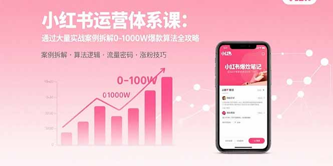 小红书运营体系课：通过大量实战案例拆解0-1000W爆款算法全攻略网赚项目-副业赚钱-互联网创业-资源整合御文网赚