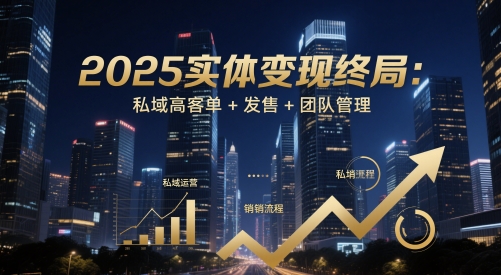 2025实体变现终局：私域高客单+发售+团队管理网赚项目-副业赚钱-互联网创业-资源整合御文网赚