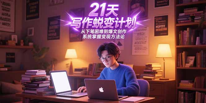 21天写作蜕变计划，从下笔困难到爆文创作，系统掌握变现方法论网赚项目-副业赚钱-互联网创业-资源整合御文网赚