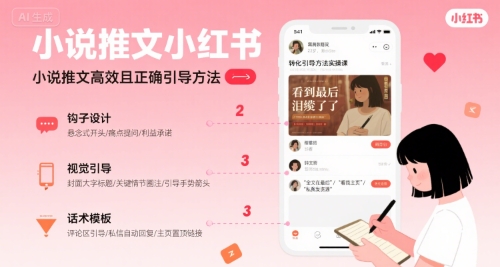 小说推文小红书高转化引导方法实操课，小说推文高效且正确引导方法网赚项目-副业赚钱-互联网创业-资源整合御文网赚