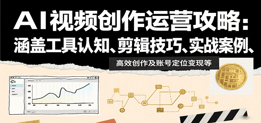 AI视频创作运营攻略：涵盖工具认知、剪辑技巧、实战案例、高效创作及账号定位变现等网赚项目-副业赚钱-互联网创业-资源整合御文网赚