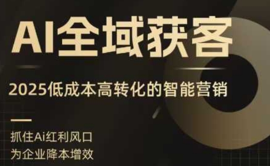AI全域获客实训营，2025低成本高转化的智能营销，精准找客，高效营销网赚项目-副业赚钱-互联网创业-资源整合御文网赚