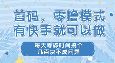 首码零撸项目，有快手就可以做，每天业务时间搞个几张不是问题【揭秘】网赚项目-副业赚钱-互联网创业-资源整合御文网赚