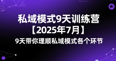 私域模式9天训练营【2025年7月】​9天带你理顺私域模式各个环节网赚项目-副业赚钱-互联网创业-资源整合御文网赚