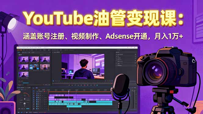 2025YouTube油管变现课：涵盖账号注册、视频制作、Adsense开通，月入1万+网赚项目-副业赚钱-互联网创业-资源整合御文网赚
