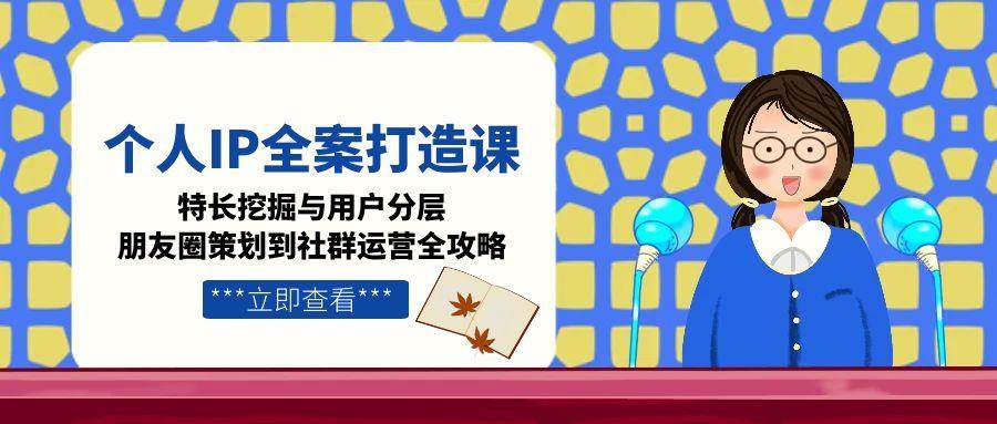 个人IP全案打造课，特长挖掘与用户分层，朋友圈策划到社群运营全攻略网赚项目-副业赚钱-互联网创业-资源整合御文网赚