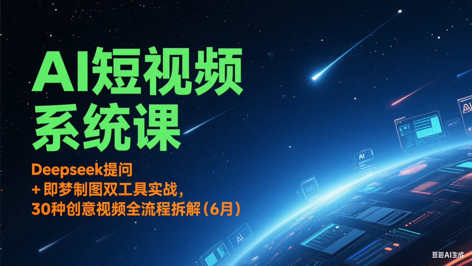 AI短视频系统课：Deepseek提问 + 即梦制图双工具实战，30种创意视频全流程拆解(6月)网赚项目-副业赚钱-互联网创业-资源整合御文网赚
