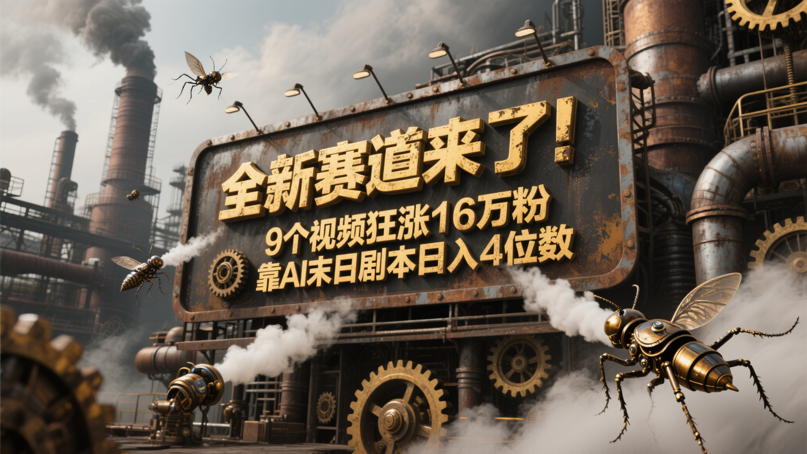 全新赛道来了！9个视频狂涨16万粉，靠AI末日剧本日入4位数，评论区爆肝追更！网赚项目-副业赚钱-互联网创业-资源整合御文网赚