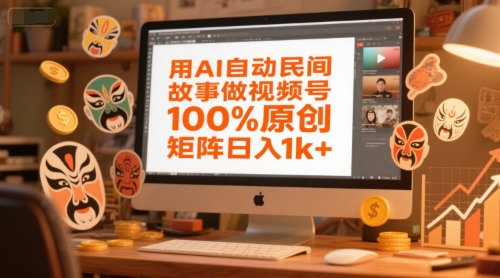 用AI自动民间故事做视频号，100%原创，矩阵日入1k+网赚项目-副业赚钱-互联网创业-资源整合御文网赚