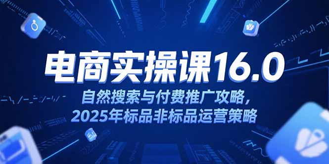 淘宝电商运营课16.0，自然搜索与付费推广攻略，2025年标品非标品运营策略网赚项目-副业赚钱-互联网创业-资源整合御文网赚