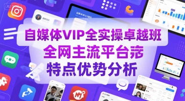 自媒体VIP全实操卓越班，全网主流平台特点优势分析网赚项目-副业赚钱-互联网创业-资源整合御文网赚