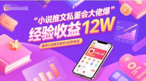 小说推文私董会大佬爆单经验分享收益12W，番茄小说每天稳定4位数收益网赚项目-副业赚钱-互联网创业-资源整合御文网赚