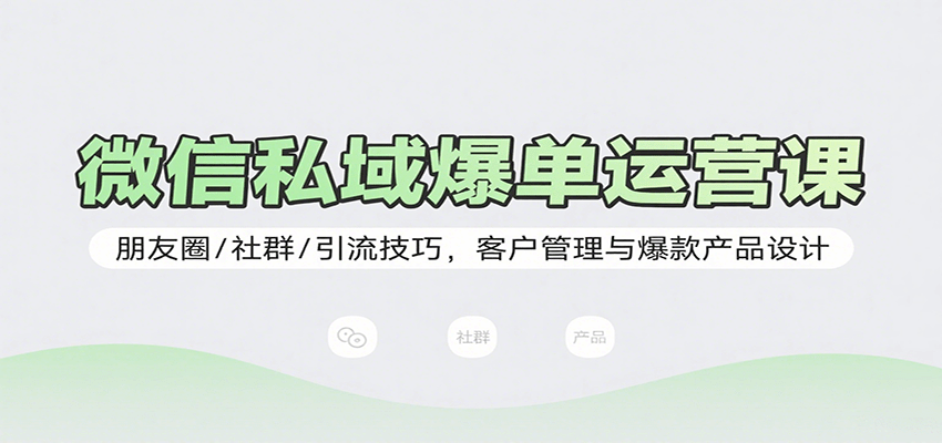 微信私域爆单运营课：朋友圈/社群/引流技巧，客户管理与爆款产品设计网赚项目-副业赚钱-互联网创业-资源整合御文网赚