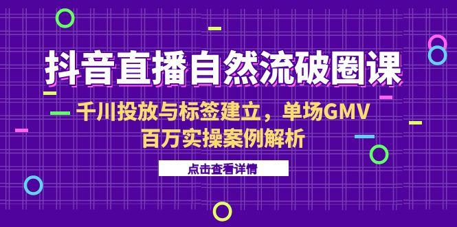 抖音直播自然流破圈课-6月，千川投放与标签建立，单场GMV百万实操案例解析网赚项目-副业赚钱-互联网创业-资源整合御文网赚