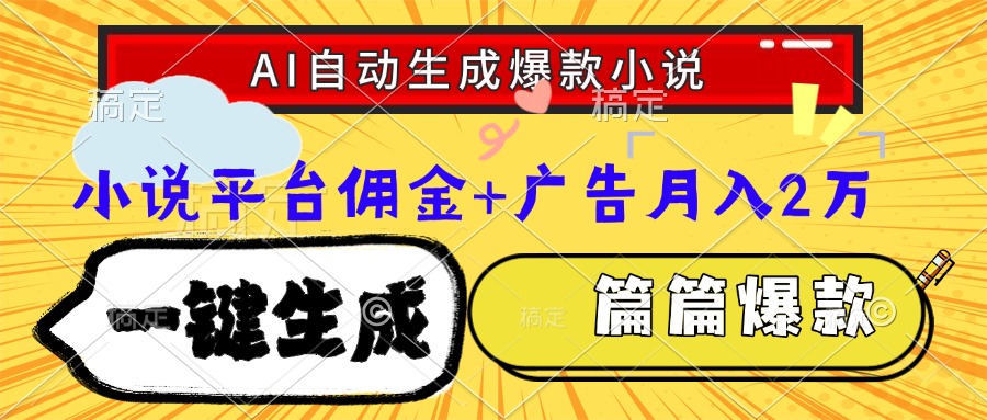 Ai自动生成网文爆款小说，一件生成小说大纲、故事情节，每篇都是爆款，…网赚项目-副业赚钱-互联网创业-资源整合御文网赚