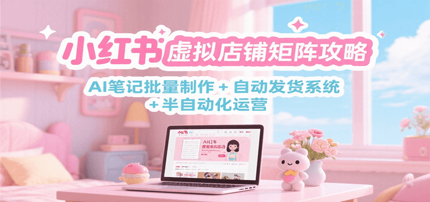 小红书虚拟店铺矩阵攻略：AI笔记批量制作 + 自动发货系统 + 半自动化运营网赚项目-副业赚钱-互联网创业-资源整合御文网赚