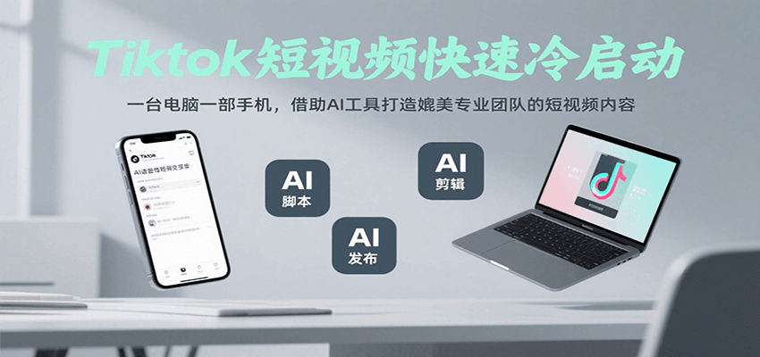 Tiktok短视频快速冷启动，一台电脑一部手机，借助AI工具打造媲美专业团队的短视频内容网赚项目-副业赚钱-互联网创业-资源整合御文网赚