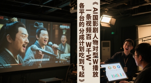 AI三国影视剧人物对口型唱歌玩法，一条视频百W千W播放，各平台的分成计划吃到飞起网赚项目-副业赚钱-互联网创业-资源整合御文网赚
