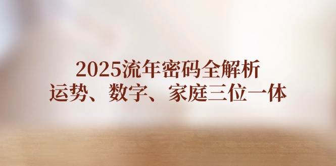 2025流年密码全解析，运势、数字、家庭三位一体网赚项目-副业赚钱-互联网创业-资源整合御文网赚