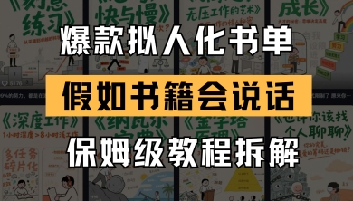 最新爆款拟人化书单玩法，假如书籍会说话，保姆级教程网赚项目-副业赚钱-互联网创业-资源整合御文网赚